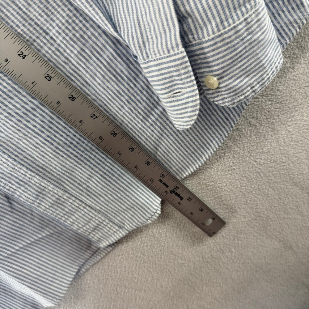 Chaps Button Down Mens XL Blue Striped Stretch Oxford Casual Cotton Blend Ivy - Picture 5 of 9